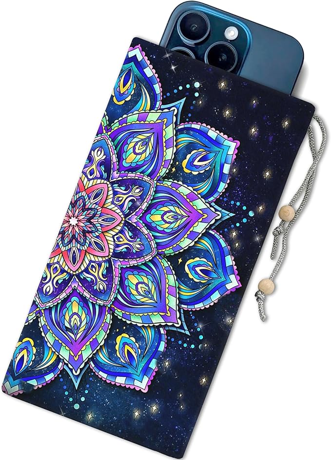 EMF Shield Sleeve for Cell Phone Reduce Signal Anti-EMP Pouch Against Radiation, EMF, 5G, RFID Blocking 4x8 Inch Mandala Phone Sleeve Bags