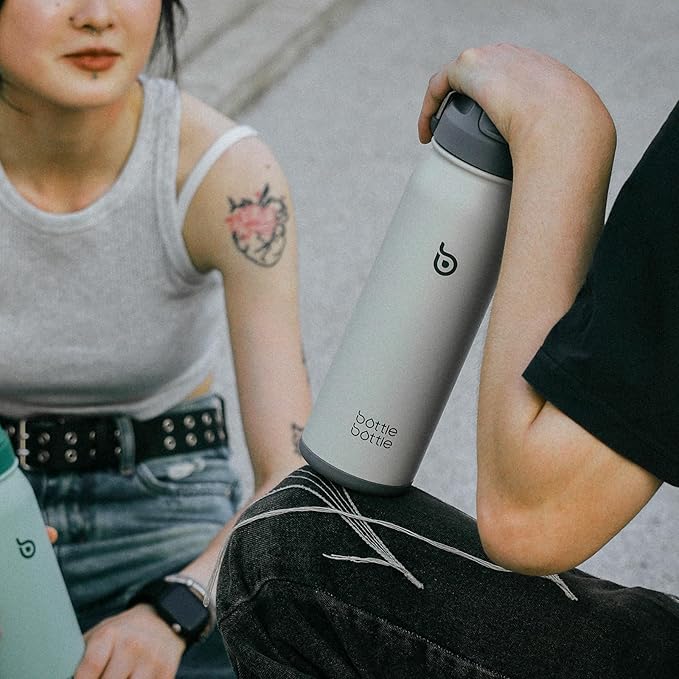 BOTTLE BOTTLE 24oz Insulated Water Bottle Stainless Steel Sport Water Bottle with Straw and Adjustable Lid Daily Pill Organizer