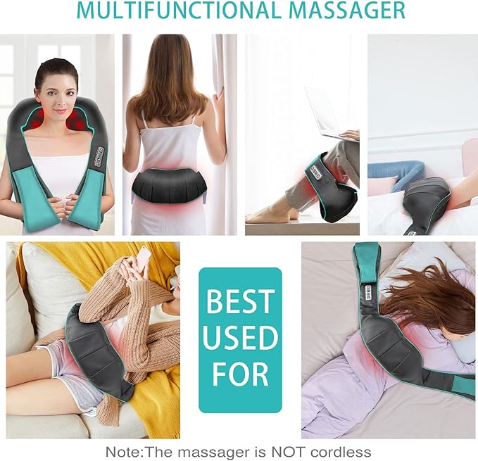 AERLANG Fathers Day Dad Gifts Neck Massger,Shiatsu Neck and Back Massager with Heating Neck and Shoulder Massager Deep Kneading Pillow for Massage Use Gifts for Women Men Dad Mom(NOT Cordless)