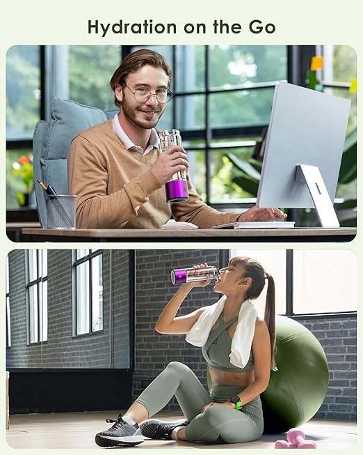 Upgrade Hydrogen Water Bottle, 3Min 2200PPB Rapid Hydrogen Water Generator -SPE PEM Tech, 14OZ Portable Hydro Water Machine, (Purple)