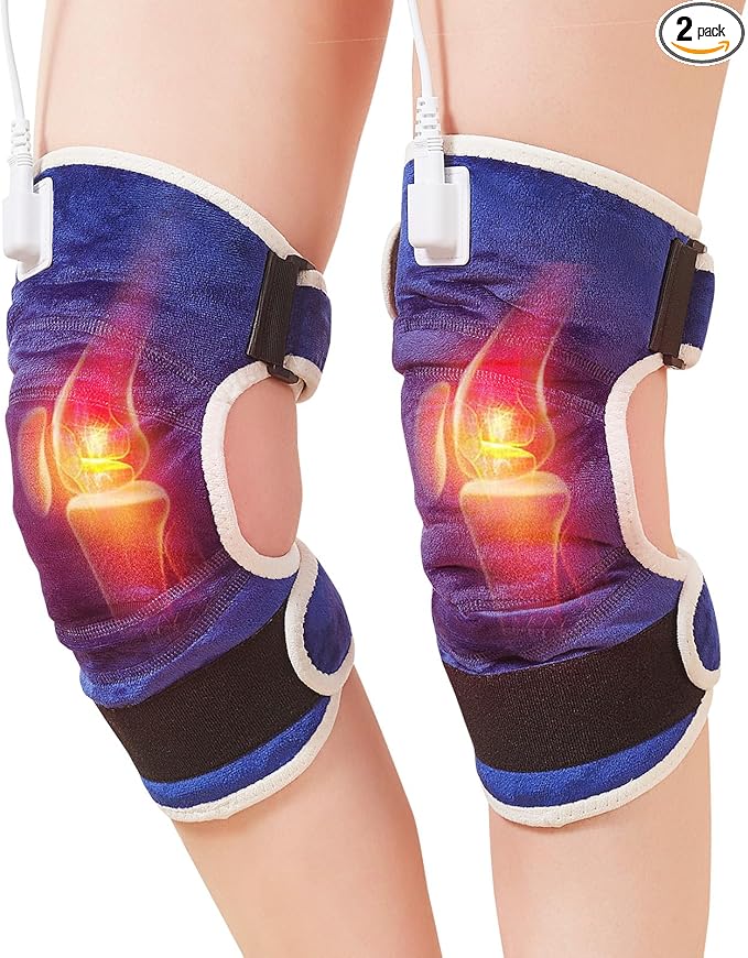 JOBYNA 2PCS Heating Pad for Knee Pain Relief, 30s Fast Heat Knee Wraps Heating Pads with Auto Shut Off, 86-158℉ Heat Level, Deep-Penetrating Heated Knee Brace for Knee Joint Pain Relief
