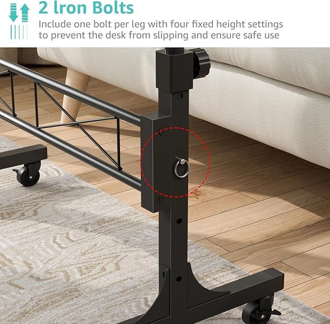 Small Portable Rolling Standing Desk - 32 Inch Adjustable Height Mobile Stand Up Desks with Wheels for Treadmill Walking Pad, Teacher Podium for Classroom, Couch Sofa Side Laptop Table, Rustic Brown