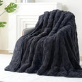 Kivik Dual Sided Weighted Blankets for Adults, Buttery Soft Stylish Checkered Heavy Blankets for Couch Sofa Bed - Ultra-Fluffy Fabric Brings Cloud-Like Comfort (48"x72", Black, 15 Pounds)