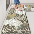 Kitchen Mats for Floor 2PCS Cushioned Anti Fatigue Kitchen Mats Waterproof Non Slip Kitchen Mat Rug Set Comfort Foam Standing Mat for Sink, Laundry, Office, Brown White