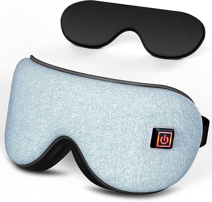 Heated Eye Mask with Cooling for Dry Eyes Migraines, Electric Heated Eye Mask for Sleeping Meditation Travel Gifts for Woman & Man