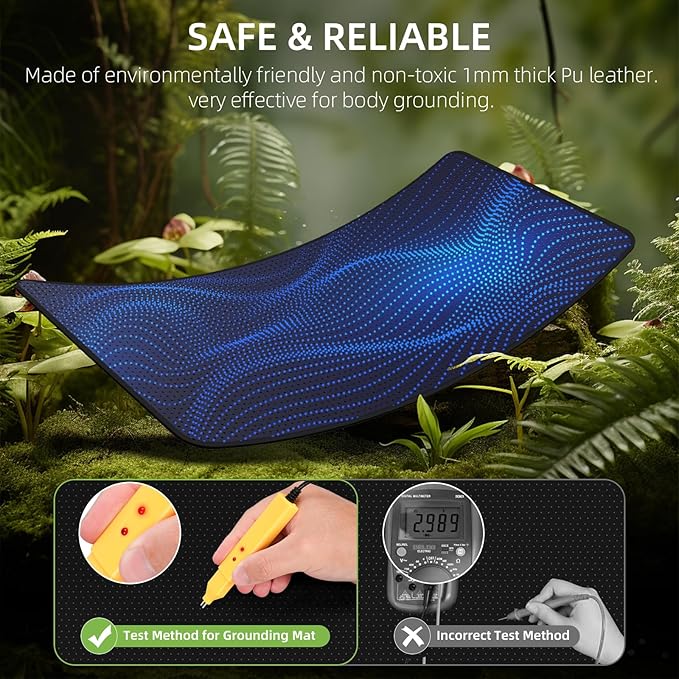 Grounding Mat for Bed,Grounding Pad for Sleeping, Improved Sleep, with grounding Test Pen and grounding Cord King Max(72.3 * 54.1 inch)