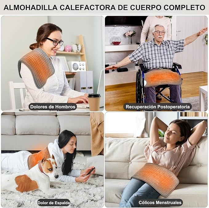 Electric Heating Pad for Back Pain Relief, Portable Heating Pad for Period Cramps Neck and Shoulder,Knee,Arms,Legs, Auto Shut Off Moist Heat Machine Washable Gift for Women Men 12x24