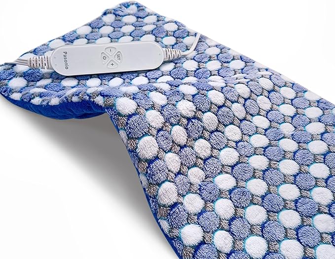 Full Weighted Heating Pad for Back Pain & Cramps Relief - 2.3lb Heat Pad, 12 Heating Levels, 8 Timer Settings, Hot Heated Pad, Holiday Gifts for Women Men Mom Dad- (XL 12"x24" Blue) - PYQ0L