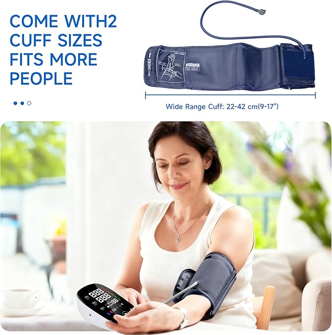 Upper Arm Blood Pressure Monitor for Home Use, Adjustable Large Cuff (Cuff 9" to 17") & LED Backlit Display, Voice Announcement Function, BP Machine Detects Irregular Heartbeat