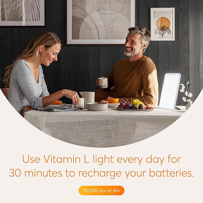 Lumie Vitamin L Light Therapy Lamp - Portable, Slim Design - 10,000 Lux Daylight Lamp - Detachable Stand, Cool White LEDs & Rippled Diffuser - Portrait or Landscape