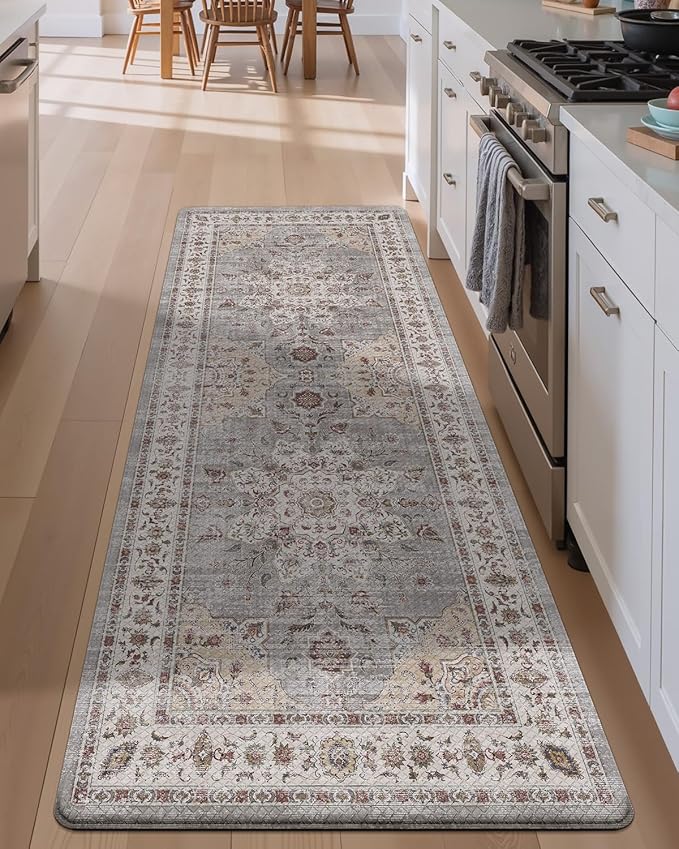 LUMI Anti Fatigue Kitchen Mat, Waterproof & Stain-Resistant Cushioned Standing Mat, Non-Slip Comfort Rug for Kitchen, Sink, Laundry, Home Office, 24" x 59", Grey