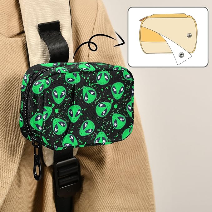Green Alien Pill Box 7 Day Pill Case Travel Pill Organizer Bag Container for Medicine with Zipper Portable Weekly Case Compact Size for Medicine, Vitamin, Supplement
