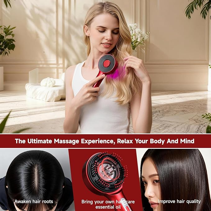 3-in-1 Electric Scalp Massage Comb, Hair Growth Oil Applicator,Portable Home Scalp Brush for Men and Women, Ipx7 Waterproof