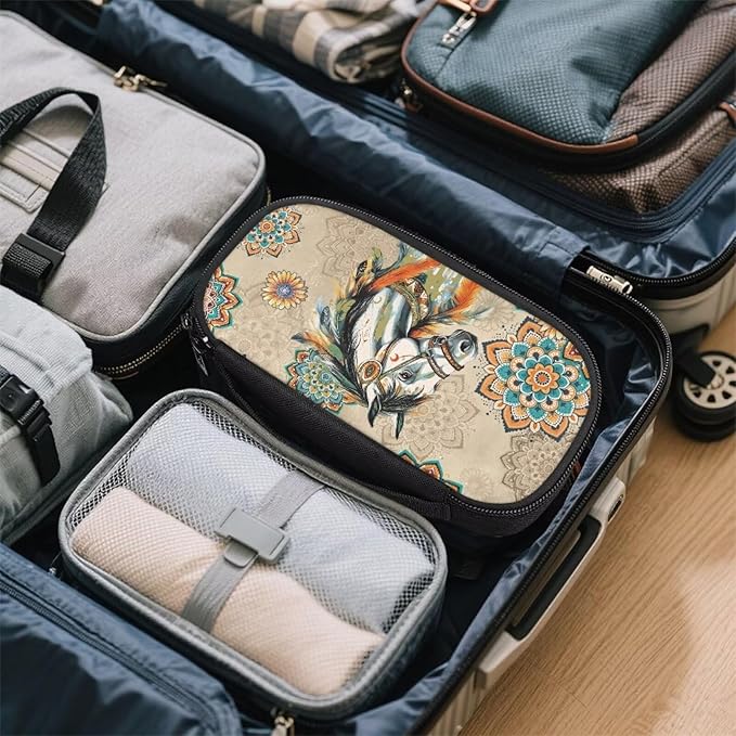 Bohemian Horse Diabetic Supplies Travel Case Insulin Pen Cooler Case Medication Insulated Organizer for Glucose Meter and Diabetic Supplies Diabetic Supplies Bag Carrying Cases