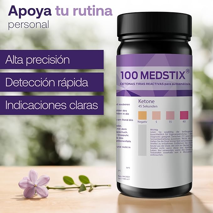100 Ketone Test Strips for Self-Testing | Results in 45 Seconds | Easy Urine Test Strips with Color Chart | 100-Count Tube for Home, Travel, and Daily Use