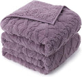 Drewin Weighted Blanket for Adults Twin Size, 15 lbs Stylish Jacquard Sherpa Weighted Blankets for Sleep and Relax, Cozy Fluffy Knitted Heavy Blanket for Couch Bed, Purple, 48 x 72 inches