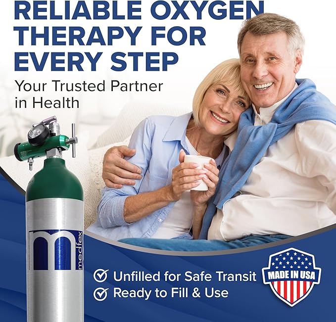Medfex Oxygen Tank Complete Set - USA Made | 680 Liter Capacity - Standard Size Kit