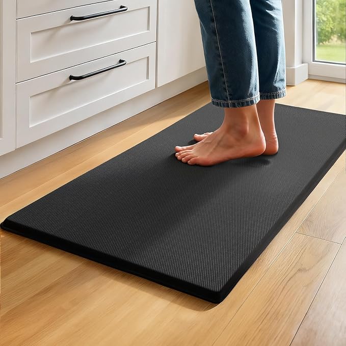 Kitchen Mat Cushioned Anti Fatigue, 0.75" Waterproof,Non Slip Kitchen Rugs, Memory Foam Comfort Mat for Standing at Home,Office,Sink,Laundry(20"x39" Black)