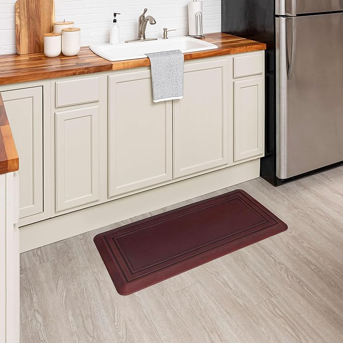 Tempur-Pedic Ultra Comfort Anti-Fatigue Frame Merlot 1' 8" x 3' 6" Kitchen Floor Mat Cushioned Ergonomic Standing Desk Mat Waterproof Non-Skid Foam