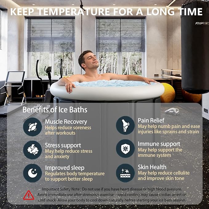 Ice Bath Tub for Athletes - Extra Large Cold Plunge Tub for Muscle Recovery & Cold Water Therapy, Portable Multi-Layer Ice Bath for Home, Gym, Backyard, Spa, Indoor & Outdoor Use (White, 30X35.5 IN)