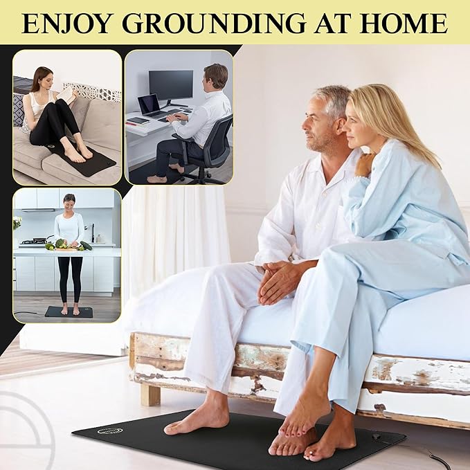 Grounding Mat for Feet (13x29in) – Earth Connected Wellness for Pain Relief, Muscle Tension & Relaxation – Travel Size Grounding Pad with Outlet Tester by Earth and Moon