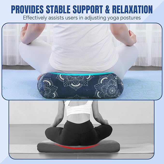 MABOZOO Yoga Bolster Pillow, Rectangular Yoga Bolster for Restorative & Meditation, Professional Meditation Cushion with Carry Handle