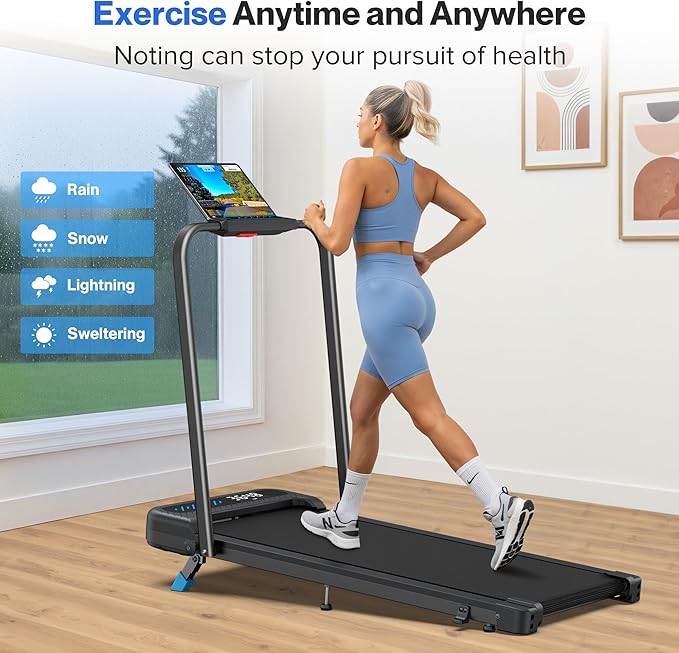 Foldable Treadmill with 10% Incline, 4 in 1 Compact Walking Pad Treadmill with Handle Bar for Home Small Spaces, 3.0HP Portable Quiet Under Desk Treadmills, 350 LBS Capacity, Smart APP, LED Display