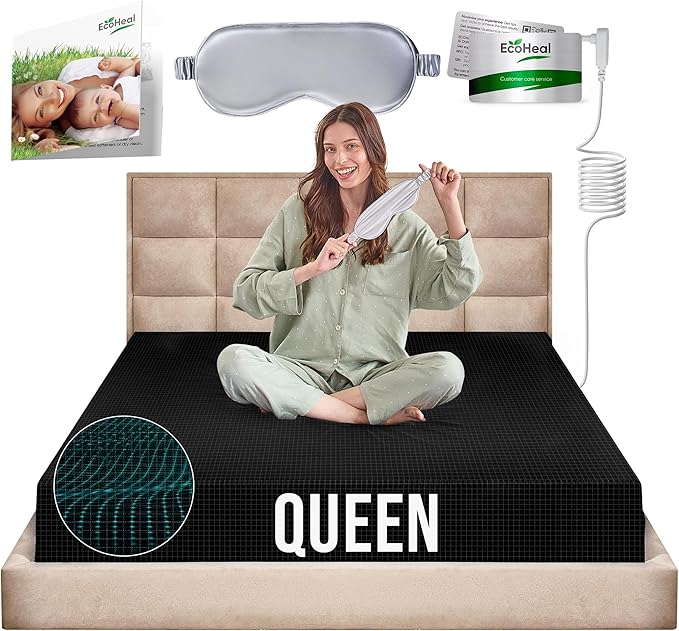 Earth Grounding Sheets Queen Size with 12% Silver Fiber & 4% Silk & 84% Cotton - Black - Quality Certified Grounded Well Bed Sheet - Conductive Fitted Sheet for Better Sleep