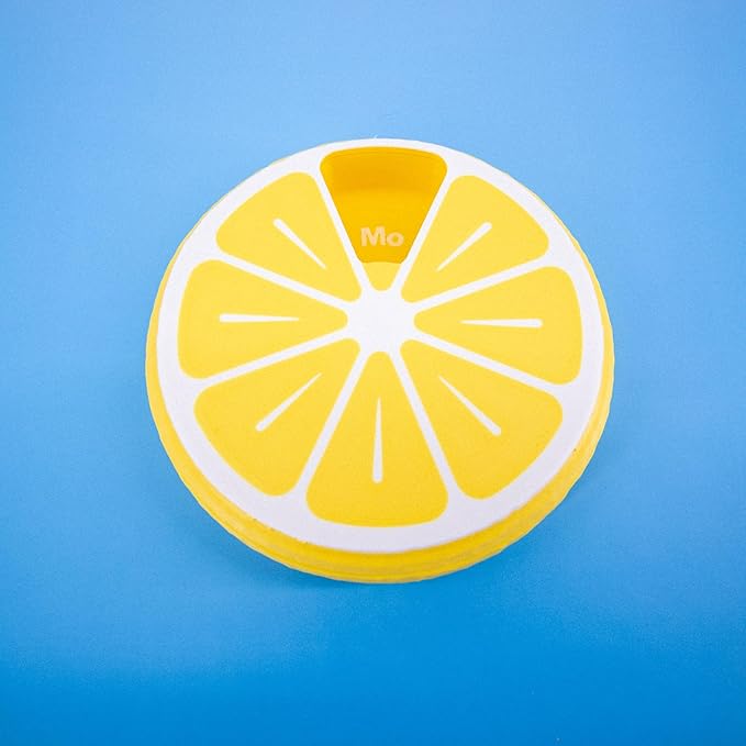 Pill Organizer 7 Day Large Citrus Box – Weekly Pill Organizer for Vitamins & Medicine, Cool Travel Pill Case, Portable 7-Day Pill Box (Yellow)