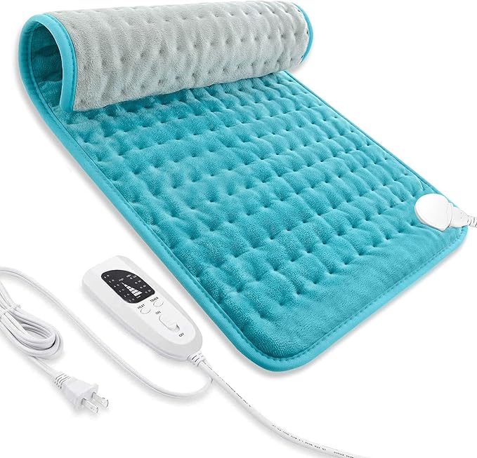 24"X12" Electric Heating pad with 6 Heat Settings, Auto Shut Off, Blue Gray Dry Electric Heating for Back Neck Knee Arms Legs Shoulder Heat Pads for Christmas Birthday Father's Day Mother's Day