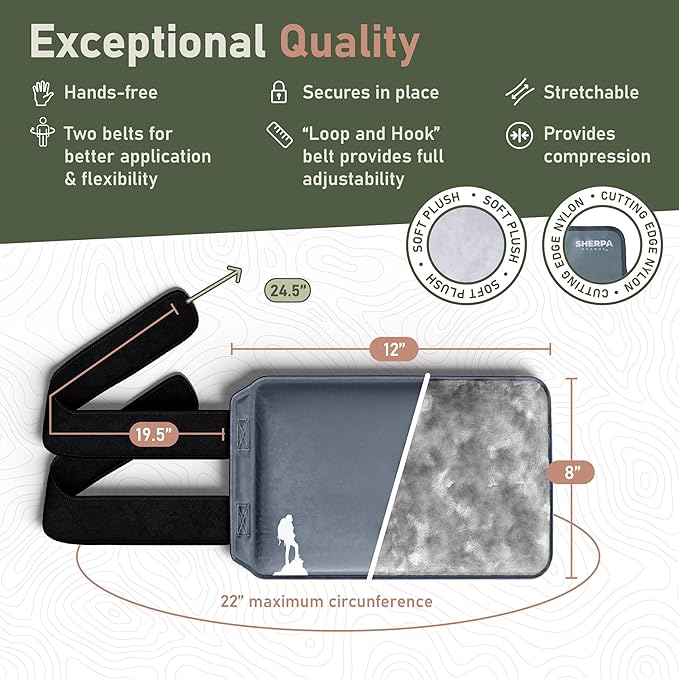 Medium Gel Ice Packs for Injuries Reusable Wrap with Straps - Hot and Cold Pack for Pain Relief, Tennis Elbow, Ankle, Foot, Hand - 8" x 12" - Grey