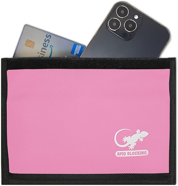 Gecko Travel Tech Faraday Bag Anti-Tracking GPS RFID Car Key Signal Blocker Wallet Shielding Pouch Protective Case for Cell Phone Car Key FOB, Data Privacy, Electronic Device Security (LIGHT PINK)
