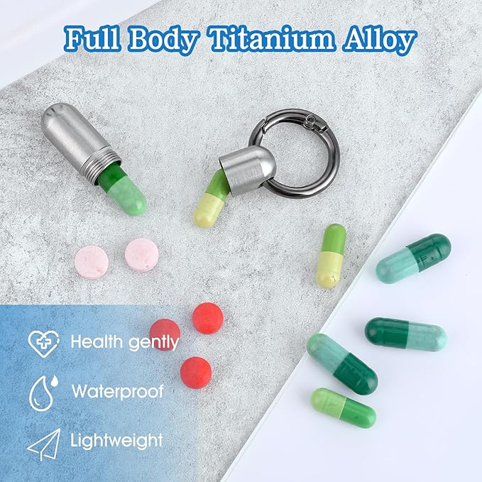 Small Pill Case Micro Pill Holder Keychain Portable Pill Container Waterproof Pocket Pill Organizer Tiny Pill Holder Bottle for Outdoor Travel Purse Pocket Emergency Medicine