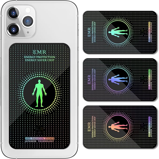EMF Protection Stickers for Cell Phones/Laptops/Tablets/All Devices, Large Area Protection, [Trimmable], [Reusable], Suitable for Anyone, 4.2 x 2.4 x 0.015 inches - (3 Pcs)