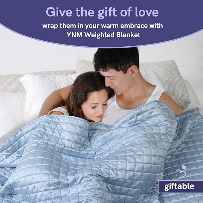 YnM Cooling Weighted Blanket for Adults, 25lbs Heavy Bed Throw Comforter with 100% PE Fabric, Ideal for Hot Sleepers or Summer Days(60x80 Inches for Queen/King Bed, 25 Pounds, Blue)