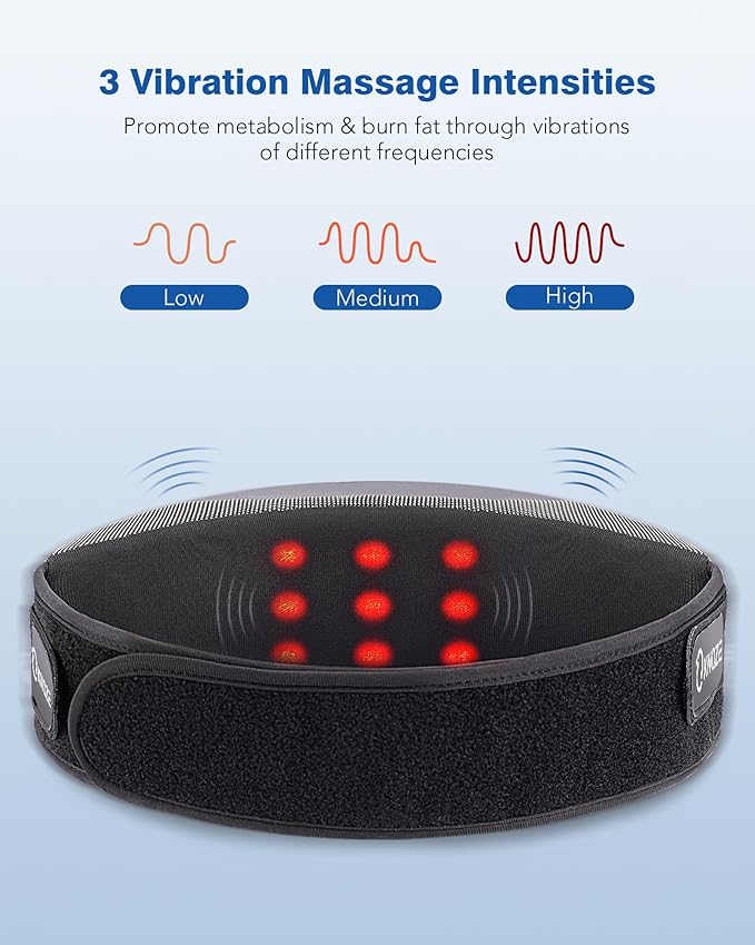KNQZE Cordless Back Massager Belt for Pain Relief, Stomach Massager for Digestion, Heating Pad with 2 Heating Levels, Slimming Massage Belt with 3 Vibration Modes, Gifts for Women Men