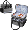 CURMIO Double Layers Pill Bottle Organizer Bag Empty, Medicine Organizer Storage Case with Lockable Zippers, Medication Travel Bag for Prescription Bottles, Medical Supplies, Gray (Patent Design)