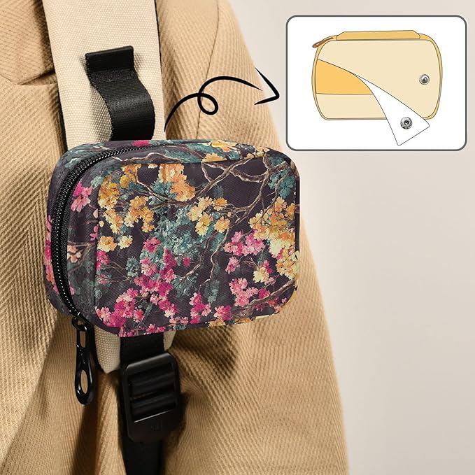 Multicolored Blossom Trees Travel Pill Organizer Case Box Container Weekly Portable Vitamin Medicine Holder Storage Bag with Zipper Removable