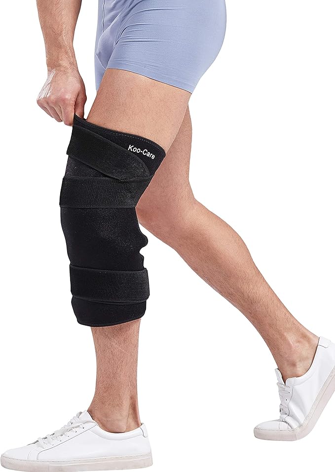 Koo-Care Large Flexible Gel Ice Pack & Neoprene Wrap with Elastic Straps for Hot Cold Therapy - Pain Relief for Shoulder Rotator Cuff Back Hip Entire Knee - 11" x 14"