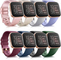 8 Pack Sport Bands Compatible with Fitbit Versa 2, Classic Soft Silicone Replacement Wristbands Straps for Fitbit Versa Smart Watch Women Men (8 Pack B, Small)