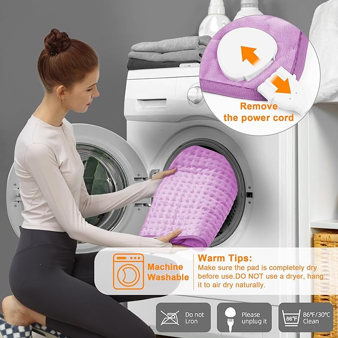 Deepsoon Heating Pad,Electric Heating Pads for Back,Neck,Abdomen,Moist Heating Pad for Shoulder,Knee,Arms,Legs,Dry/Moist Heat & Auto Shut Off,Christmas Gifts for Men and Women,Light Purple,24x12 Inch