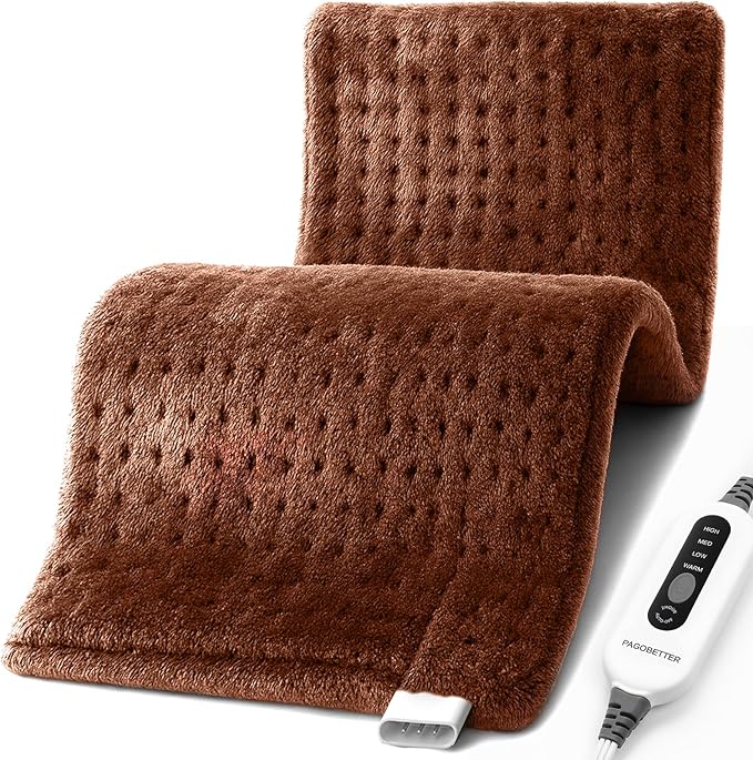 17''x33'' XXXL King Size Heating Pad with 4 Temperature Settings & 2 Auto-Off Countdown Timers, Pain Relief for Back/Neck/Shoulders/Abdomen/Legs, Christmas Gifts for mom dad (Brown)