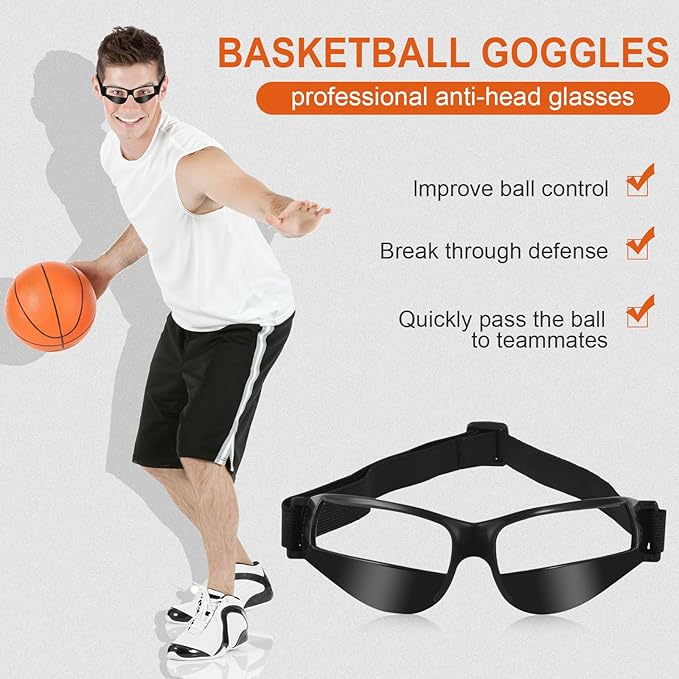Improving Basketball Skills, Say Goodbye to Bowing - Professional Dribbling Goggles Basketball Sports Training Glasses, BLACK