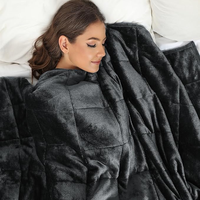 Alomidds Weighted Blanket (Queen Size 20lbs 60x80 inches) with Soft Plush Fleece, Throw Blanket with Cozy Warm Sherpa,Ultra Fuzzy Heavy Blanket Microfiberfor for Sofa Bed, Dark Grey