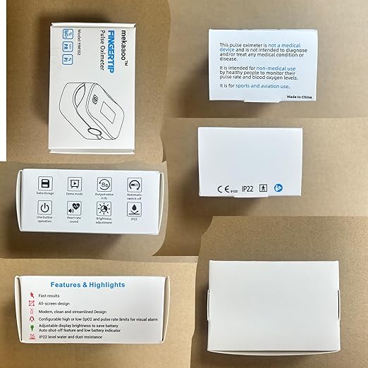 Pulse Oximeter Fingertip, Blood Oxygen Monitor with 20 Memories, Alarm & Brightness Adjustable, Batteries & Lanyard