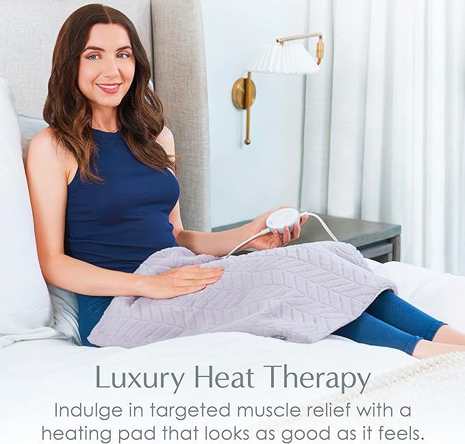Pure Enrichment PureRadiance Ultra-Wide Luxury Heating Pad, Patented Design, Soft Faux Fur, Micromink, 6 Heat Settings, Machine Washable, Large, 20”x24” (Amethyst Dusk)