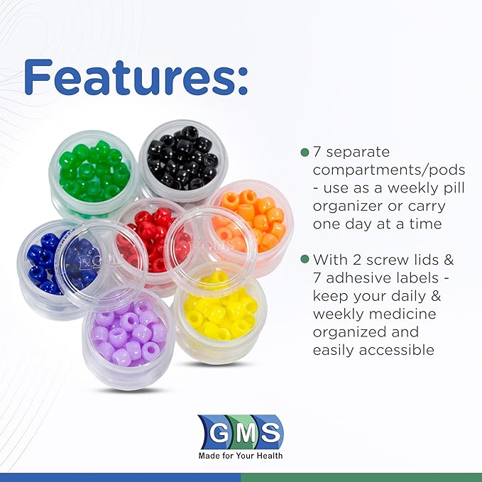 7 Day Medicine Pill Organizer - Stackable Pill Box - Fits Small Tablets & Vitamin Supplements - Keep Your Daily & Weekly Medicine Organized in One Place - Small - Clear