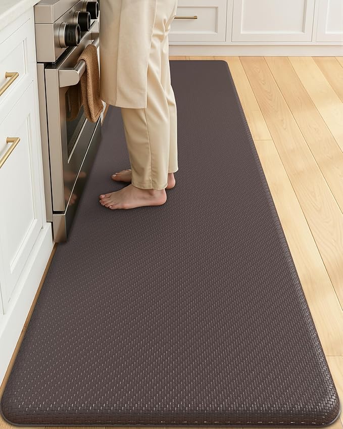 Color&Geometry 0.71" Extra Thick Anti Fatigue Cushion Kitchen Floor Mat,Easy Clean, Water & Oil Proof, Non Slip, Foam Padded Runner Rug for Front Sink,20"x 71" Brown (2.0 Version)