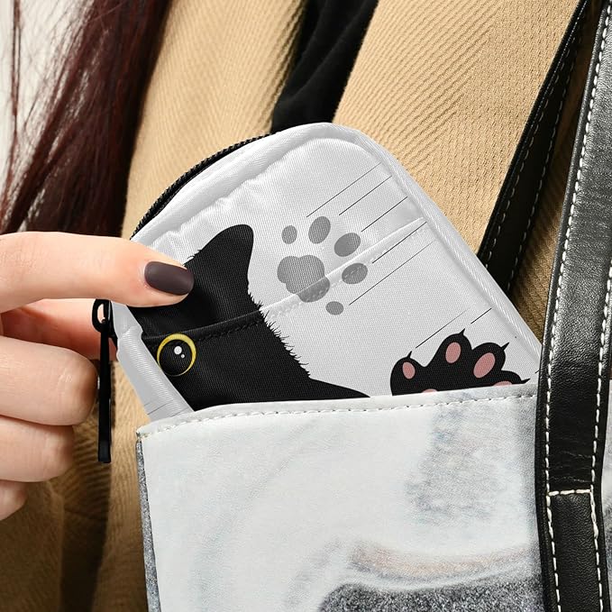 Naanle 7 Day Black Cat Pill Case Bag Travel Pill Organizer with Zipper Portable Weekly Case Compact Size for Vitamin Supplement Holder