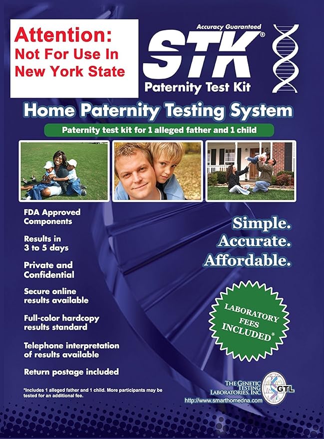 STK's Paternity Test Kit - Includes All LAB FEES and Free Return Mailer for 99.999% Accurate 2-Person Testing